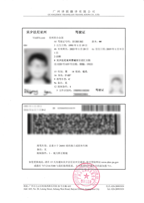 美国驾照翻译成中文驾照换证用模板图片