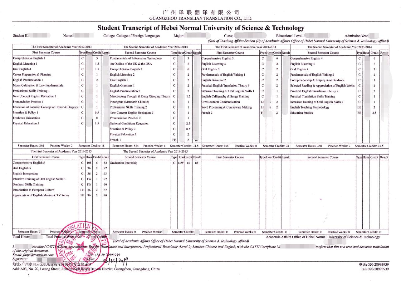 公证翻译成绩单英文翻译图片