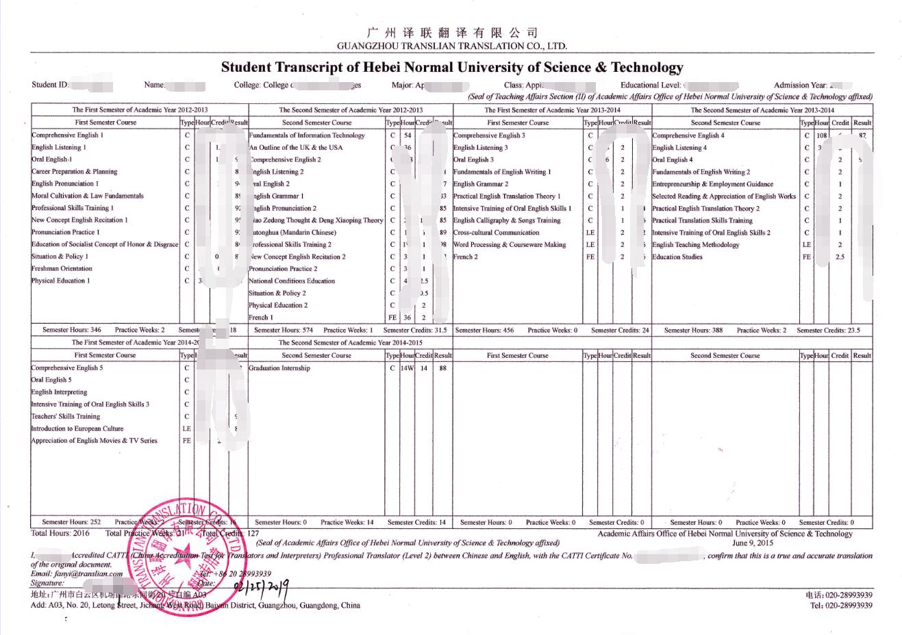 中英文成绩单翻译图片