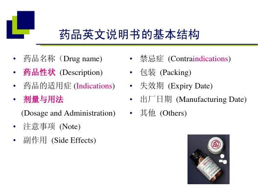 药品说明书翻译词汇图片