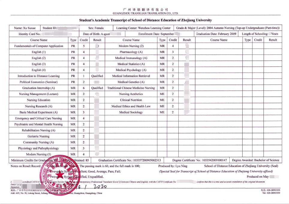 出国留学成绩单翻译图片
